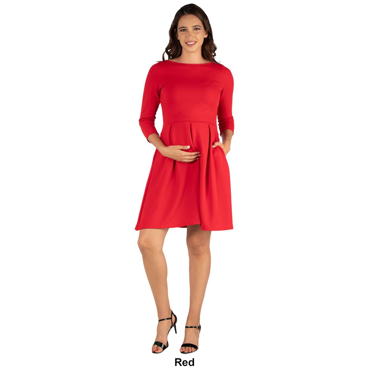 Plus Size 24/7 Comfort Apparel Fit & Flare Maternity Dress