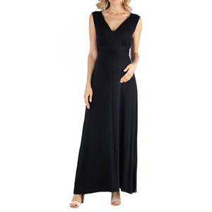 Womens 24/7 Comfort Apparel V-Neck Maternity Maxi Dress