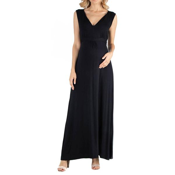 Womens 24/7 Comfort Apparel V-Neck Maternity Maxi Dress