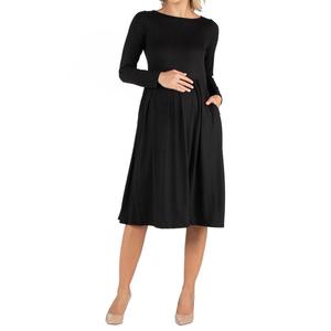 Plus Size 24/7 Comfort Apparel Fit & Flare Maternity Midi Dress