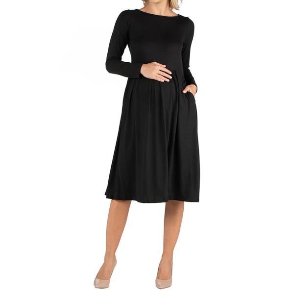 Plus Size 24/7 Comfort Apparel Fit & Flare Maternity Midi Dress