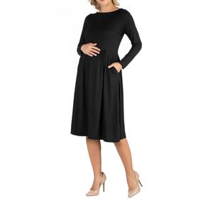 Plus Size 24/7 Comfort Apparel Fit & Flare Maternity Midi Dress alternate view