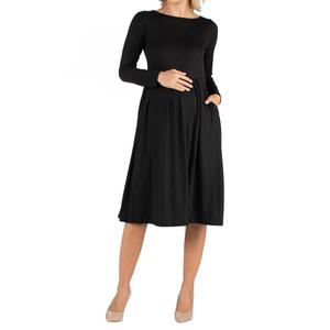 Womens 24/7 Comfort Apparel Fit and Flare Maternity Midi Dress