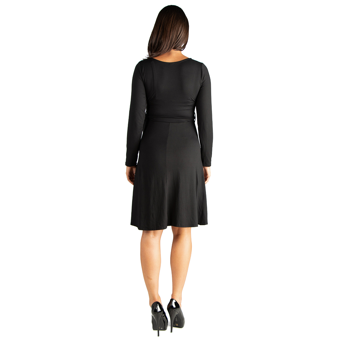 Womens 24/7 Comfort Apparel Belted Maternity Wrap Dress