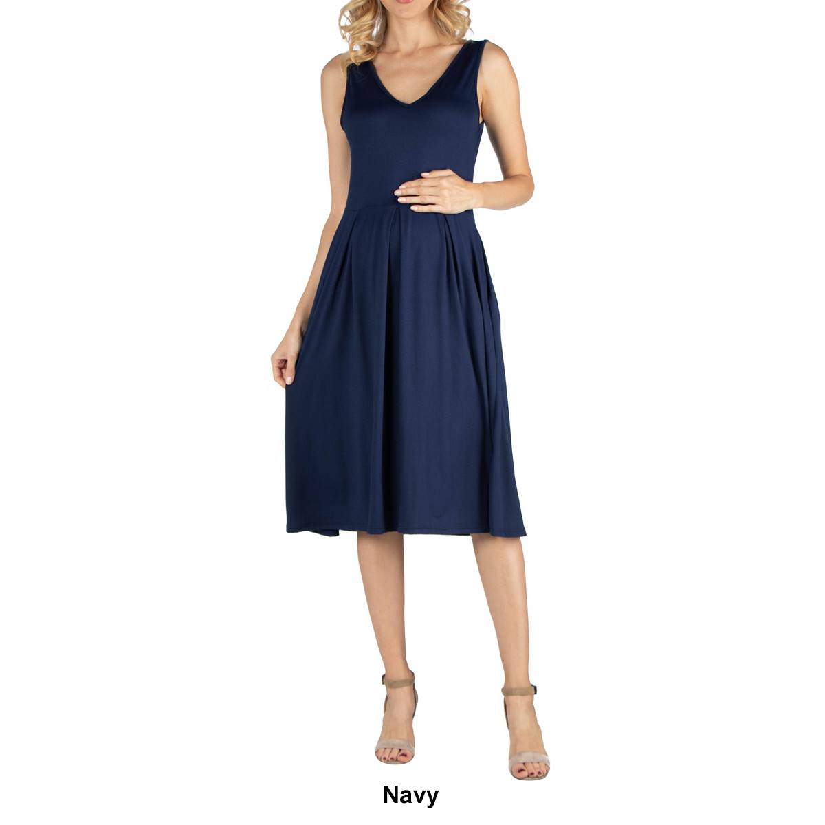 Womens 24/7 Comfort Apparel Sleeveless Maternity Midi Dress