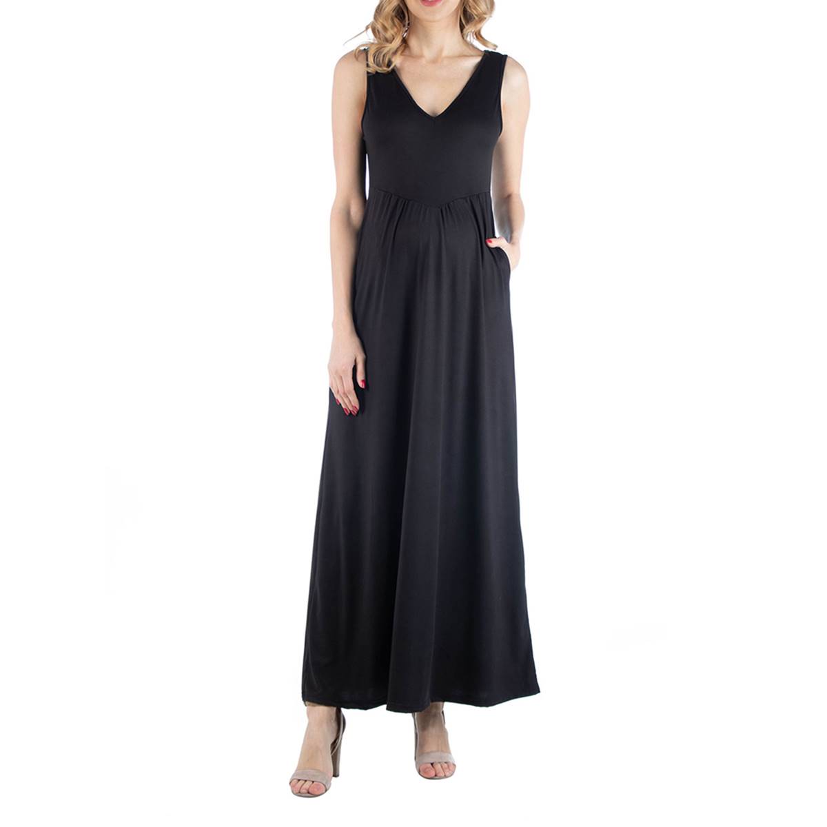 Plus Size 24/7 Comfort Apparel Sleeveless Maternity Maxi Dress