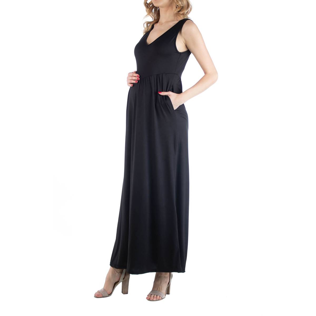 Plus Size 24/7 Comfort Apparel Sleeveless Maternity Maxi Dress