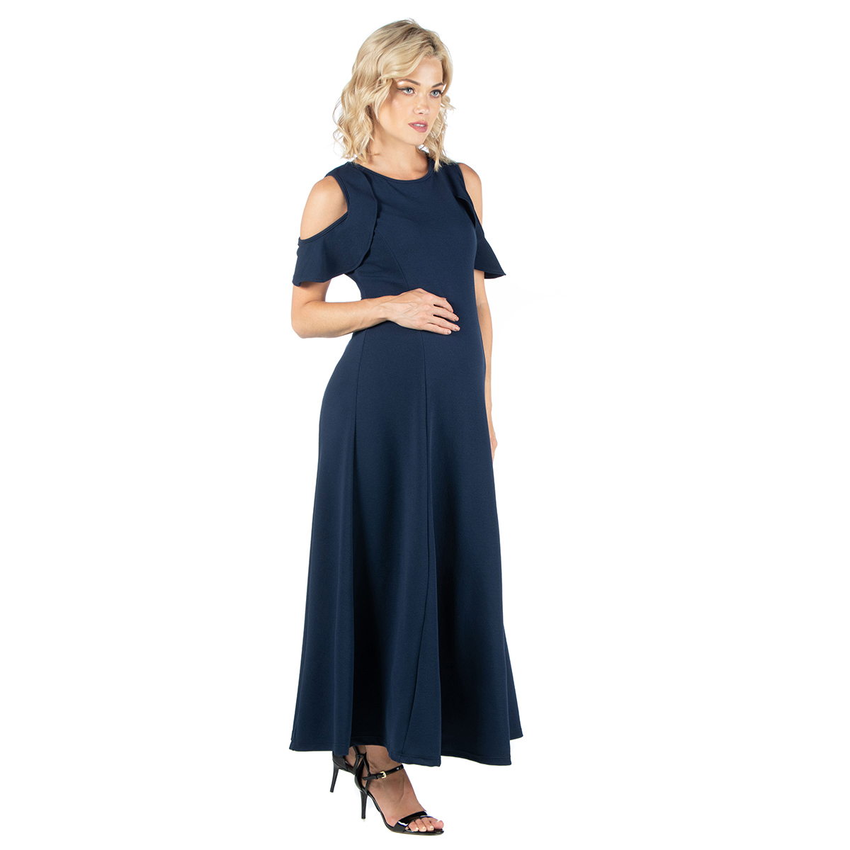 Plus Size 24/7 Comfort Apparel Cold Shoulder Maternity Dress