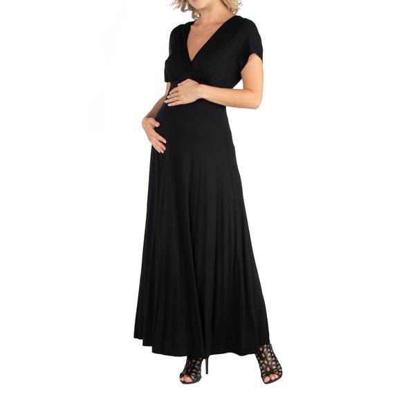 Plus Size 24/7 Comfort Apparel Maxi Maternity Empire Waist Dress alternate view