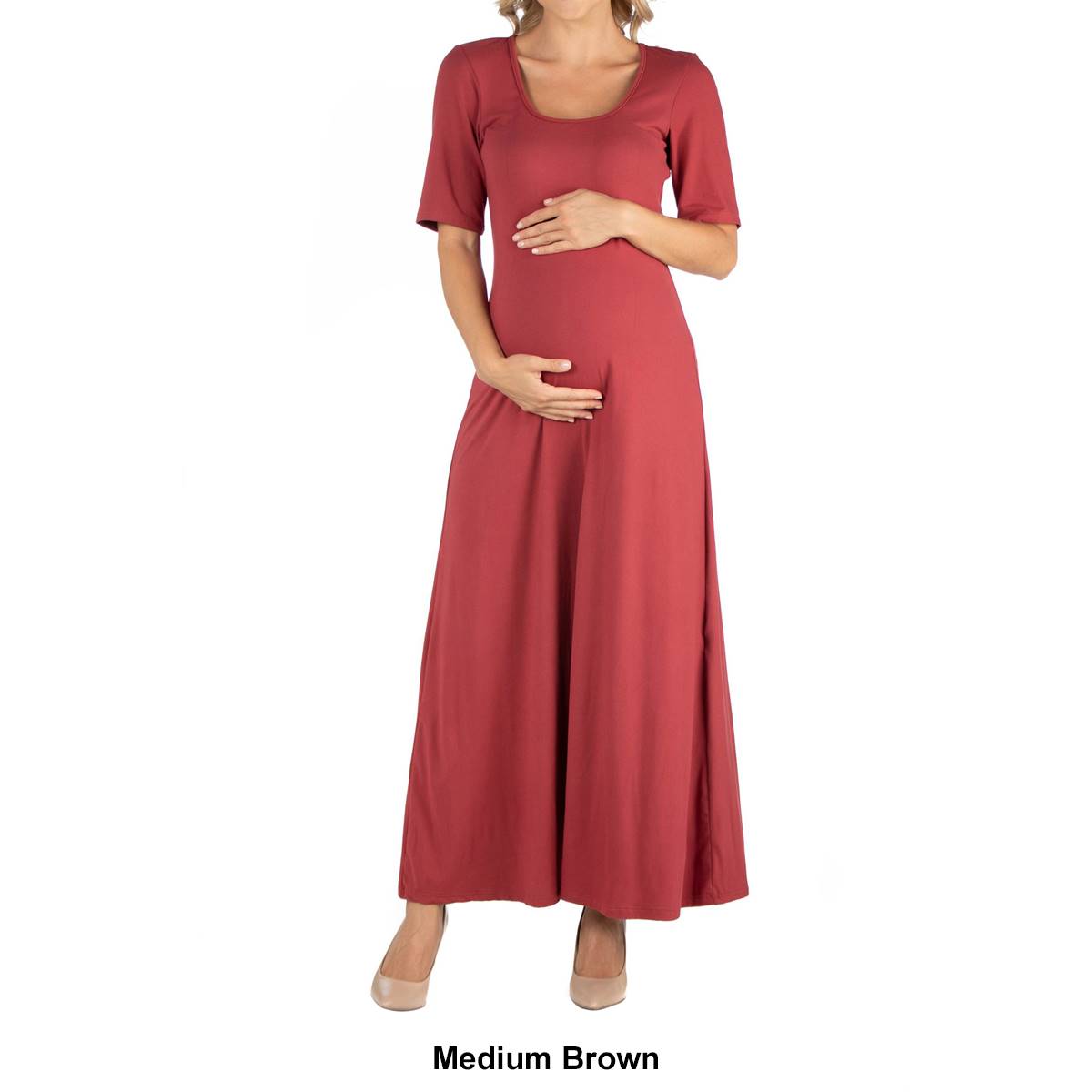 Plus Size 24/7 Comfort Apparel Elbow Sleeve Maternity Dress