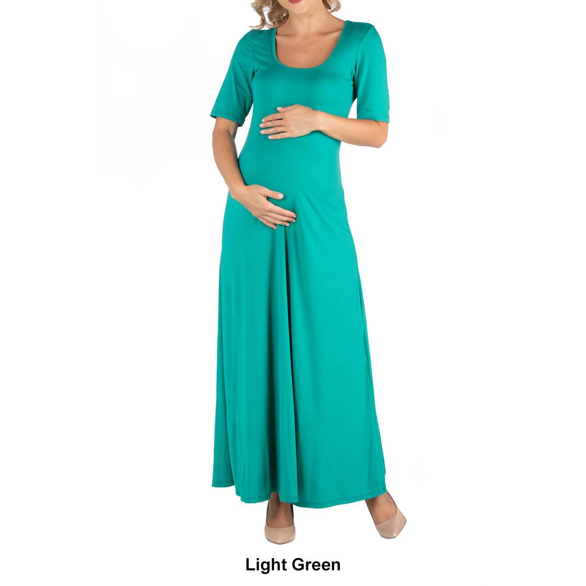 Plus Size 24/7 Comfort Apparel Elbow Sleeve Maternity Dress