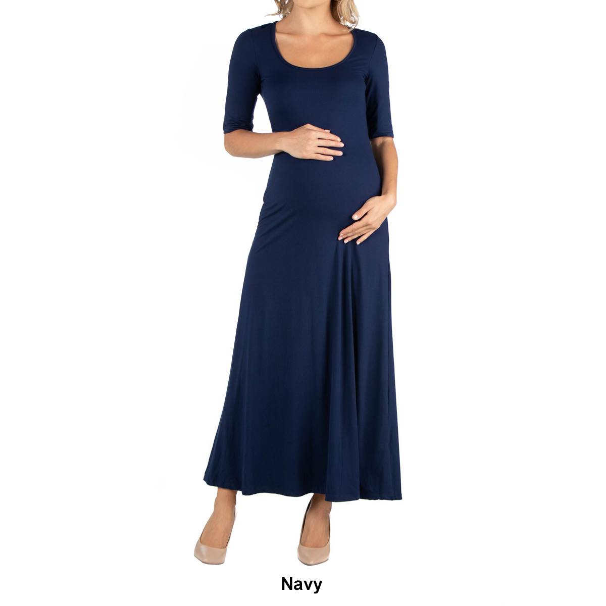 Plus Size 24/7 Comfort Apparel Elbow Sleeve Maternity Dress