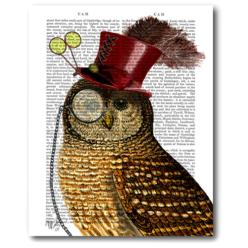 Courtside Market Owl With Top Hat Wall Art