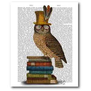 Courtside Market Owl On Books Canvas Wall Art