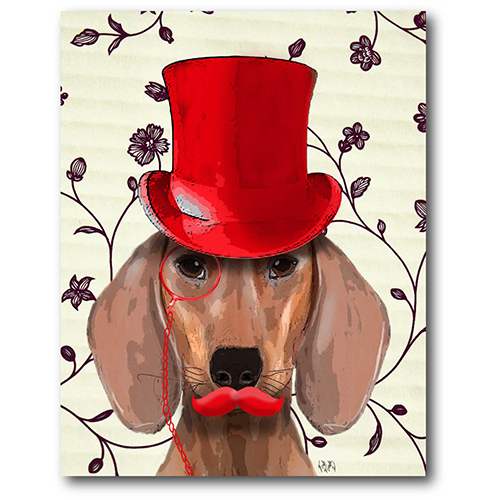 Courtside Market Dachshund With Red Top Hat Art