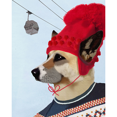 Courtside Market Dog In Ski Sweater Wall Art