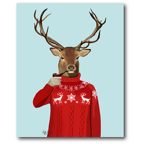 Courtside Market Deer In Ski Sweater Canvas Art