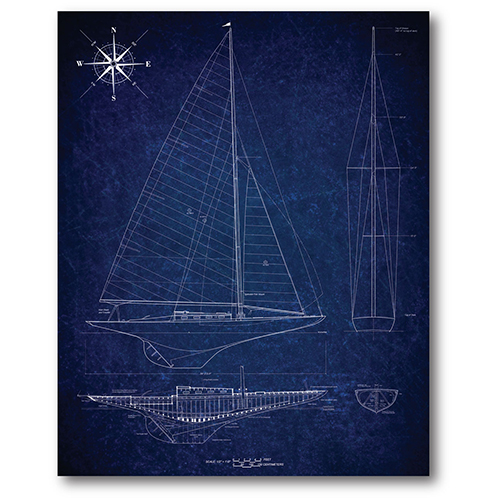 Courtside Market Blueprint Sailboat II Wall Art