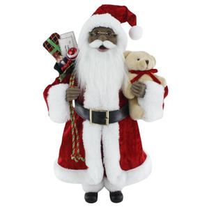 Windy Hill Black Traditional Santa with Bear & Sack