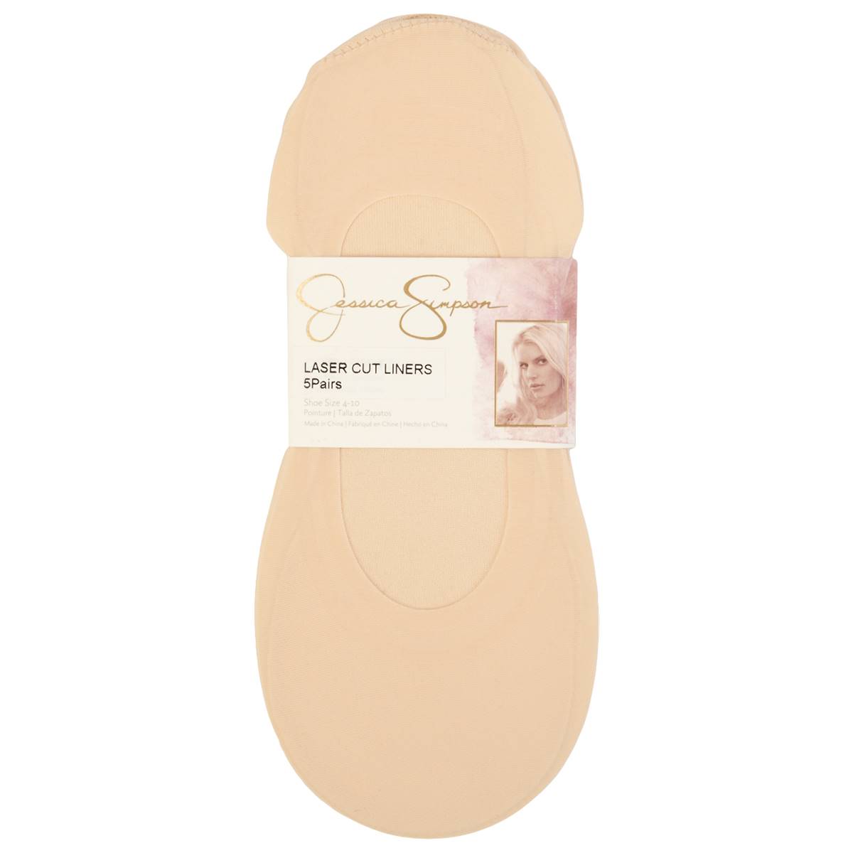 Womens Jessica Simpson 5pk. Laser Cut Sock Liners - Nude