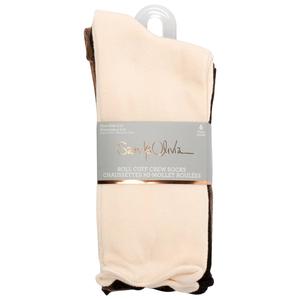 Womens Sam & Olivia 6pk. Solid Roll Cuff Crew Socks alternate view
