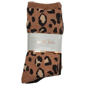 Womens Sam & Olivia 6pk. Animal Roll Cuff Crew Socks