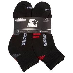 Mens Starter(R) 6pk. Quarter Socks - Black/Red