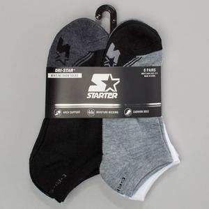 Mens Starter(R) 6pk. Color Block No Show Socks - Black/Grey/White