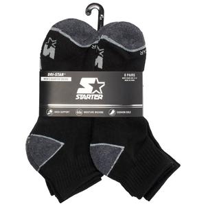 Mens Starter(R) 6pk. Heel/Toe Stripe Quarter Socks - Black