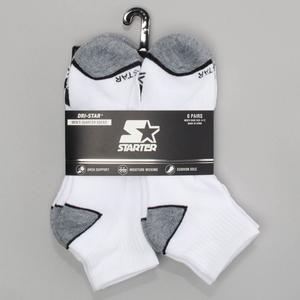Mens Starter(R) 6pk. Heel & Toe Stripes Quarter Socks - White