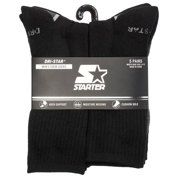 Mens Starter(R) 5pk. Color Block Footbed Crew Socks - Black