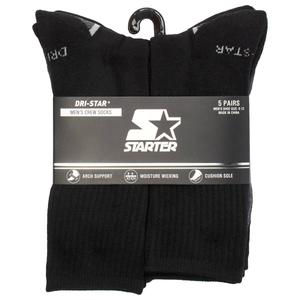 Mens Starter(R) 5pk. Color Block Footbed Crew Socks - Black