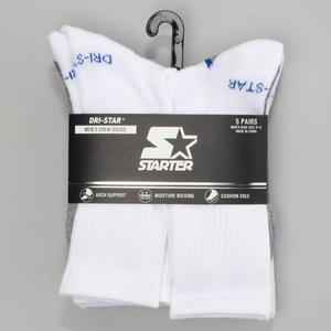 Mens Starter(R) 5pk. Color Block Footbed Crew Socks - White