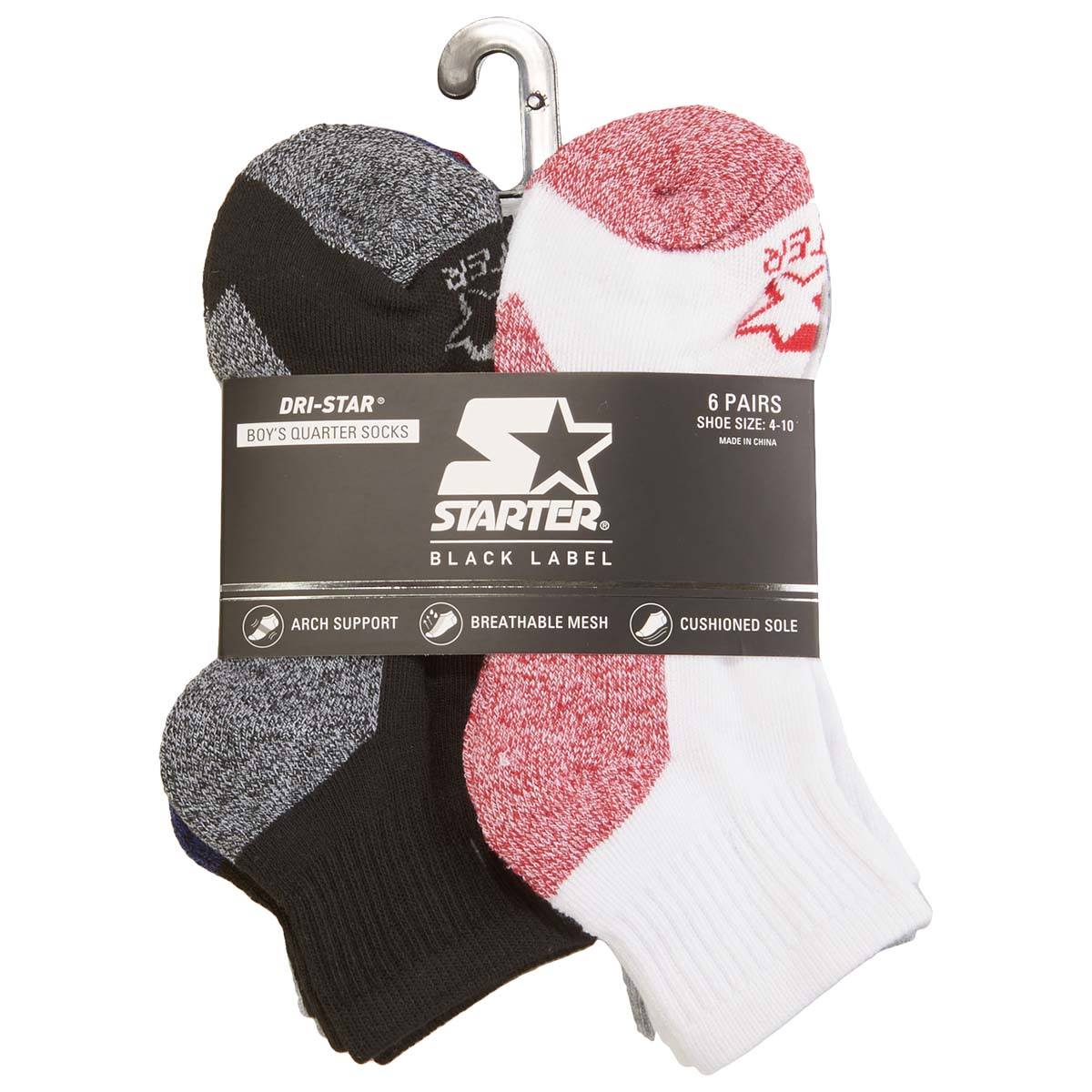 Boys (8-20) Starter 6pk. Quarter Socks - Grey