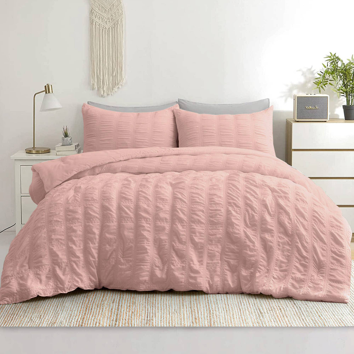 PeaceNest All Season Bubble Ruched Down Alternative Comforter Set