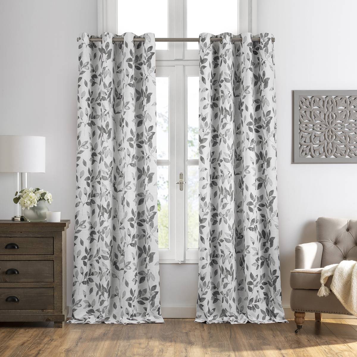 Elrene Avalon Botanical Floral Leaf Blackout Window Curtain