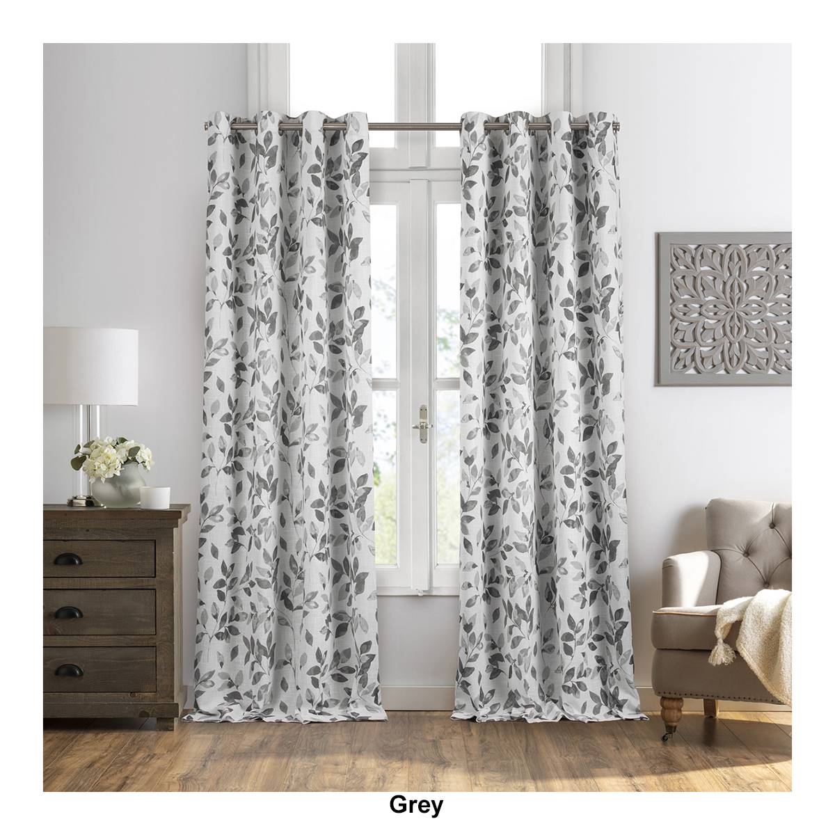 Elrene Avalon Botanical Floral Leaf Blackout Window Curtain