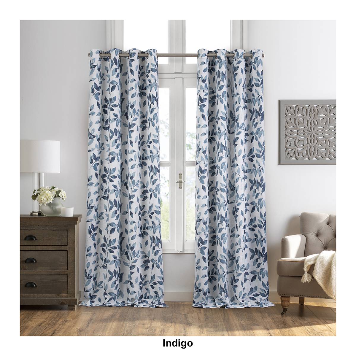 Elrene Avalon Botanical Floral Leaf Blackout Window Curtain