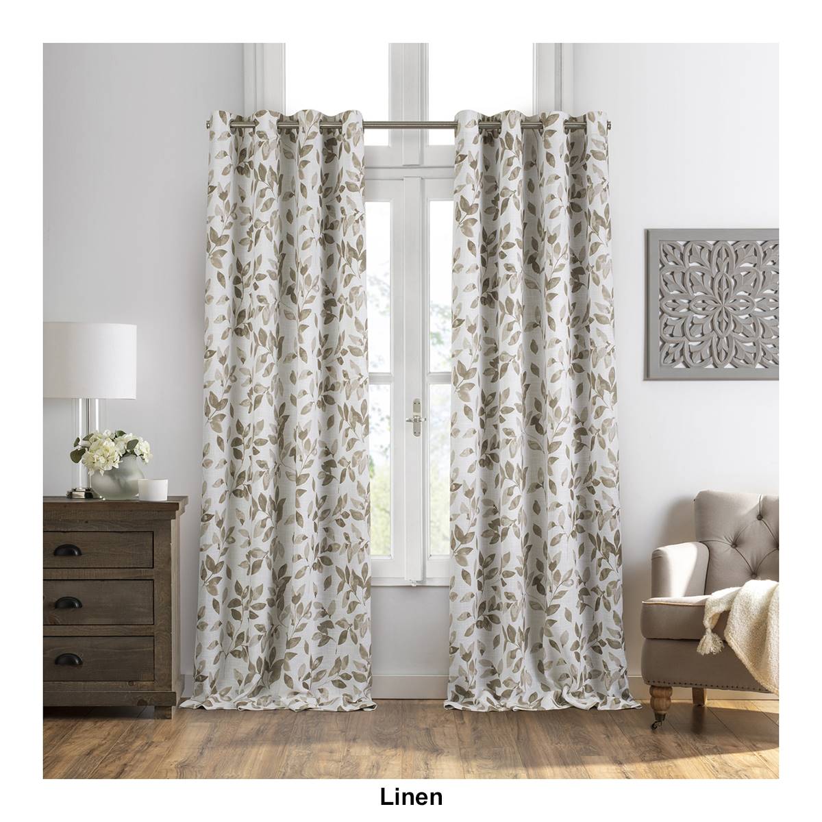 Elrene Avalon Botanical Floral Leaf Blackout Window Curtain