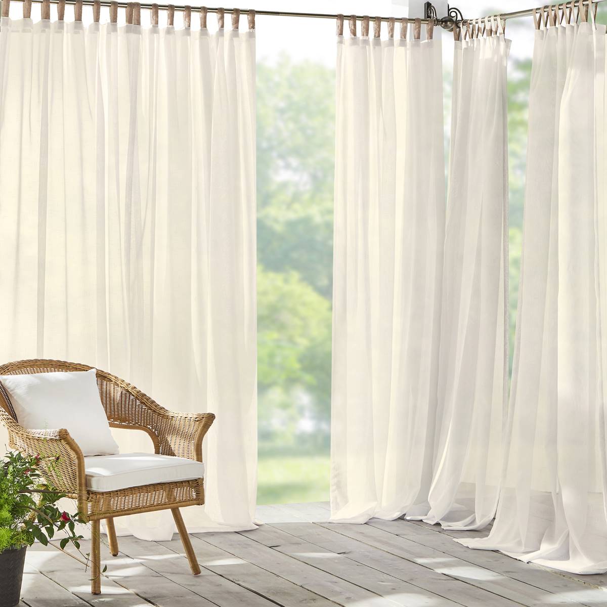 Elrene Darien Sheer Adhesive Loop Tab Top Window Curtain Panel