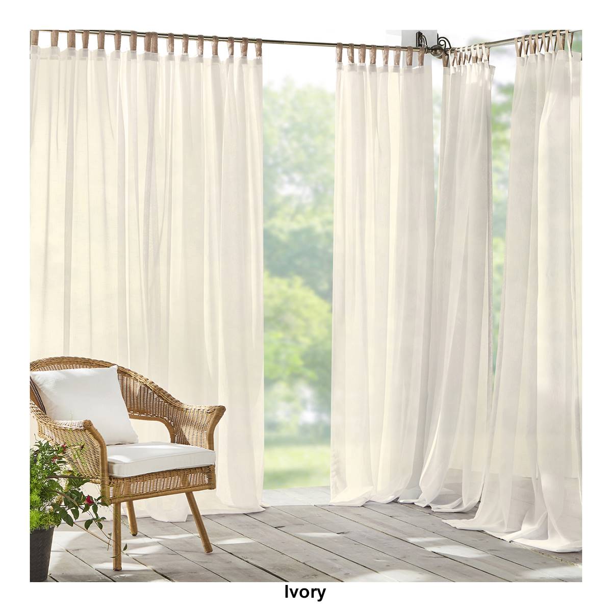 Elrene Darien Sheer Adhesive Loop Tab Top Window Curtain Panel