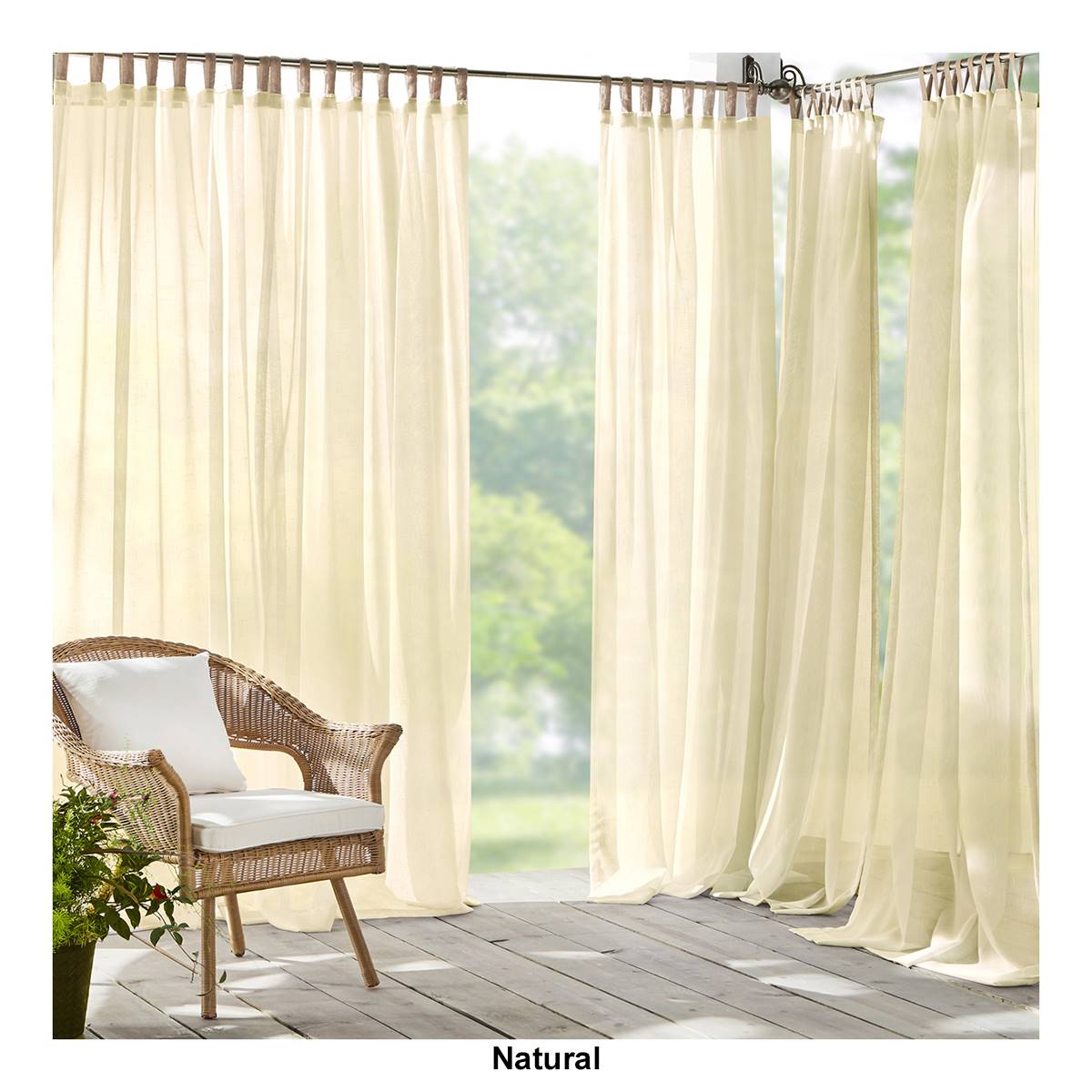 Elrene Darien Sheer Adhesive Loop Tab Top Window Curtain Panel