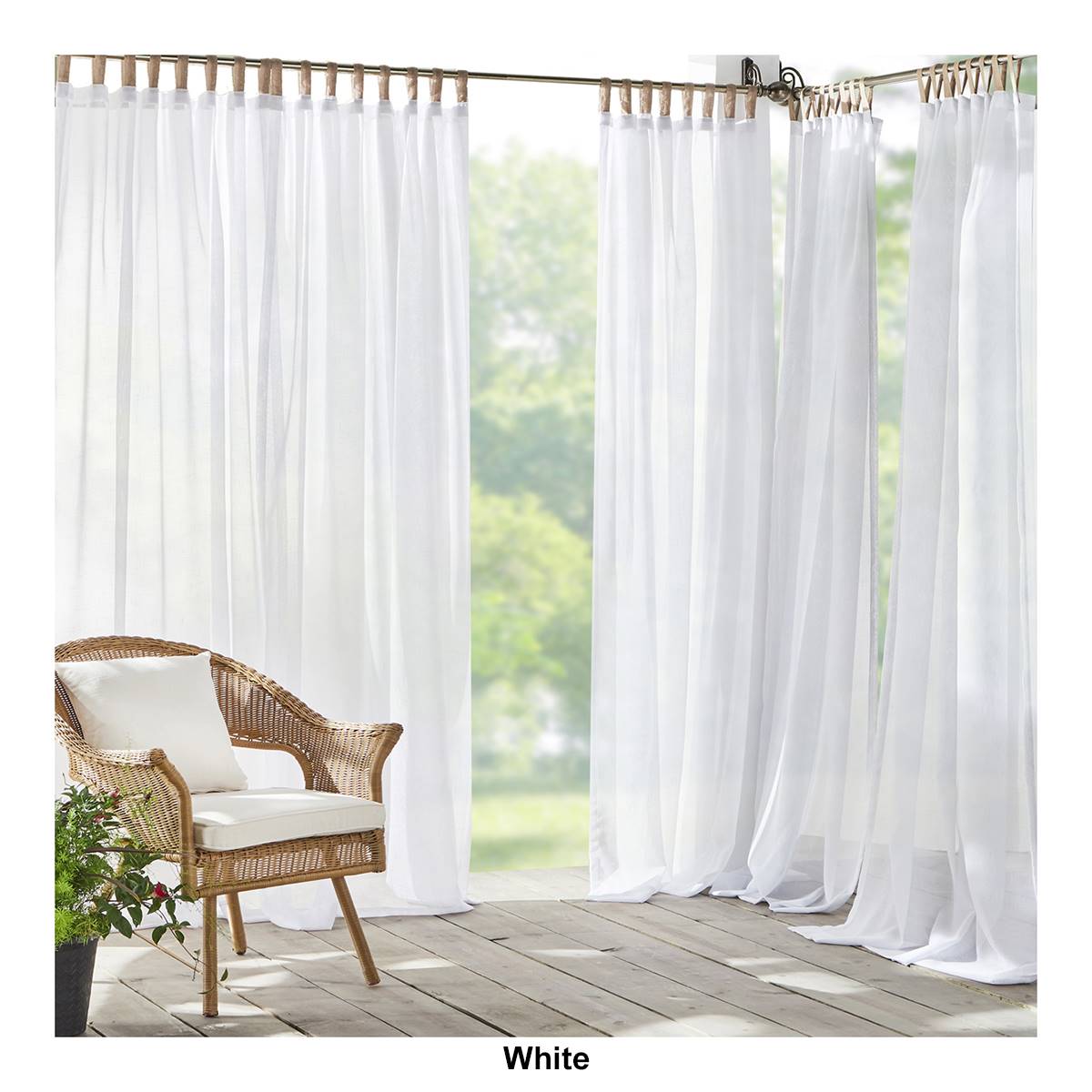 Elrene Darien Sheer Adhesive Loop Tab Top Window Curtain Panel