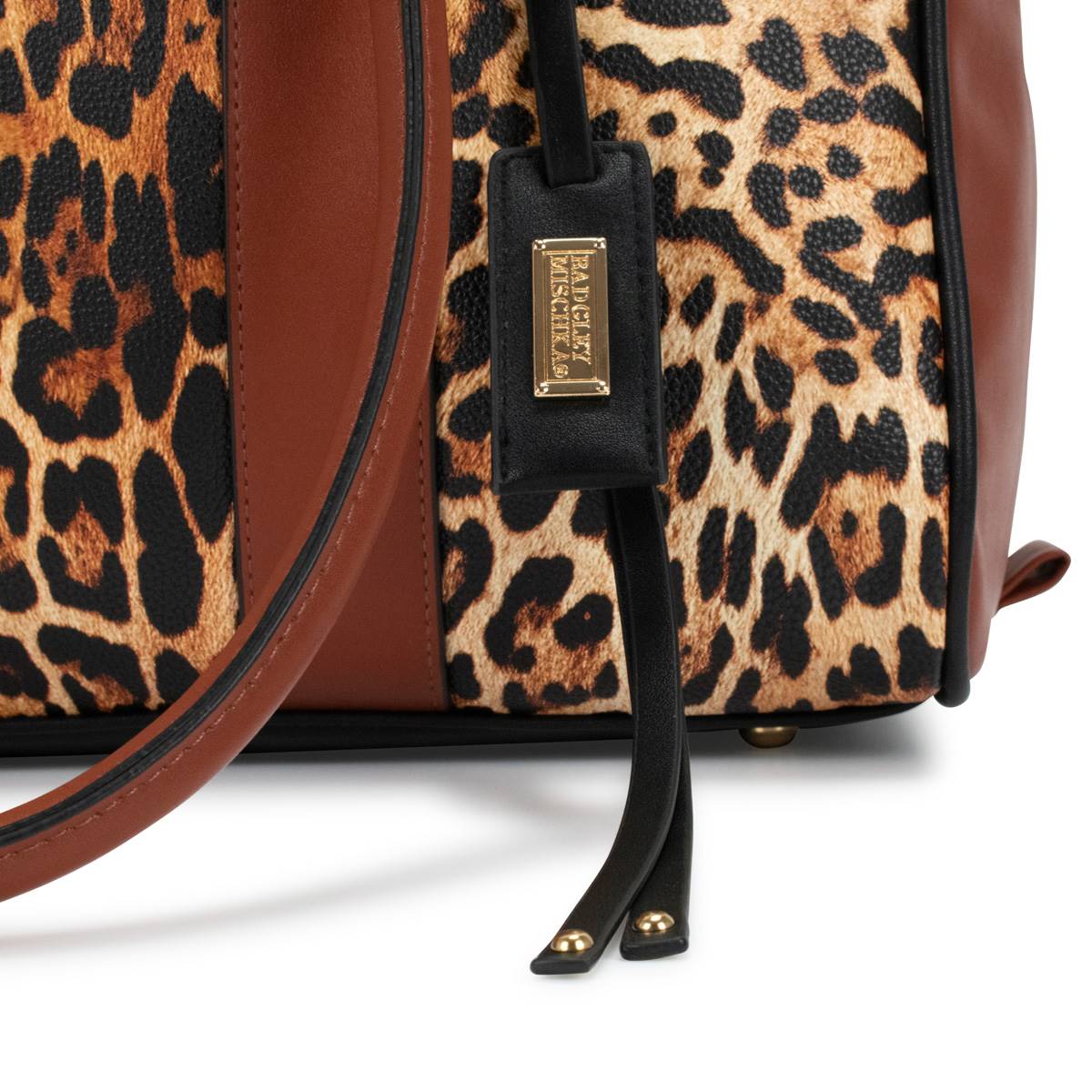 Badgley Mischka Leopard Vegan Leather Travel Tote Weekender Bag