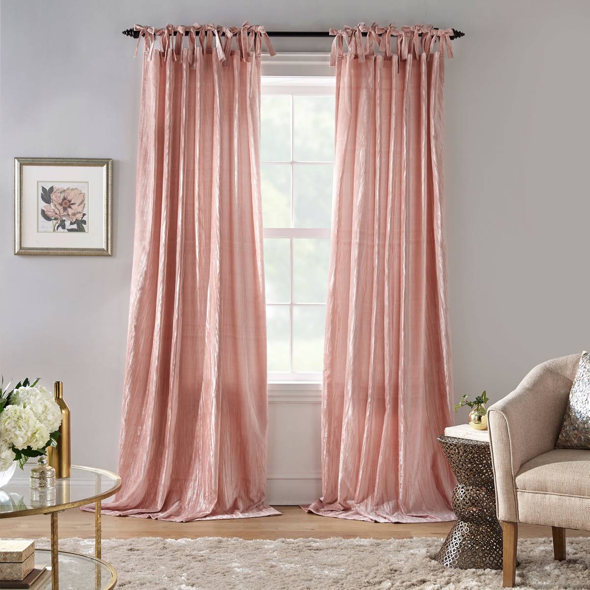 Elrene Korena Tie-Top Crushed Velvet Window Curtain