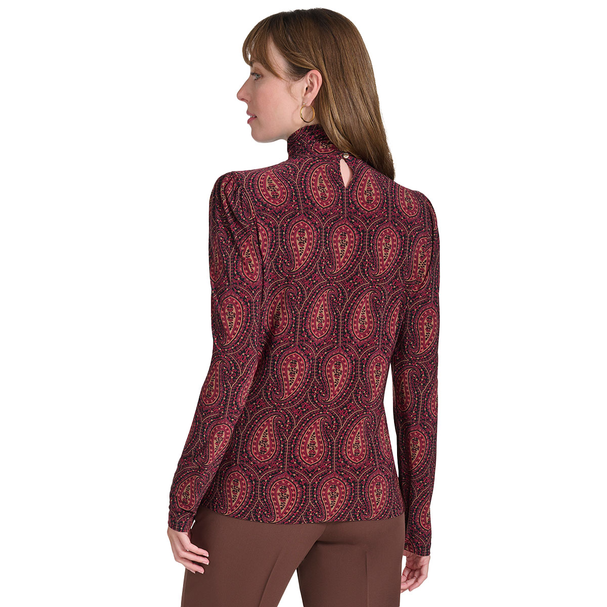 Womens Tommy Hilfiger Long Sleeve Paisley Turtleneck Blouse