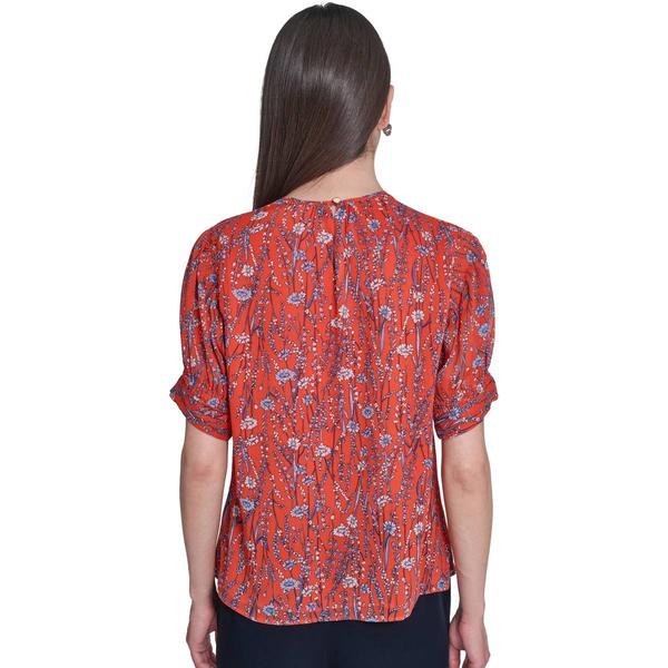 Womens Tommy Hilfiger Short Puff Sleeve Ditsy Floral Blouse alternate view