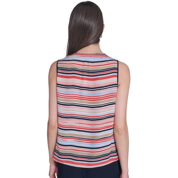 Womens Tommy Hilfiger Sleeveless Stripe Side Shoulder Tie Blouse alternate view