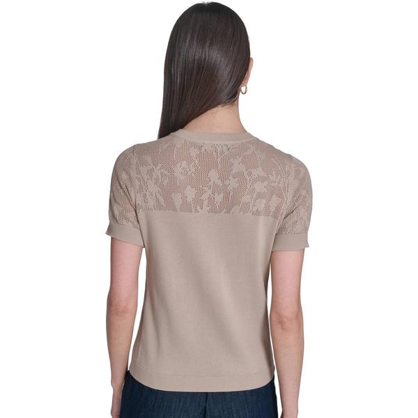 Womens Tommy Hilfiger Short Sleeve Floral Pointelle Sweater alternate view
