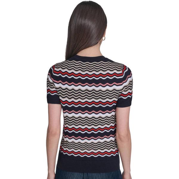 Womens Tommy Hilfiger Short Sleeve Scallop Stripe Sweater alternate view